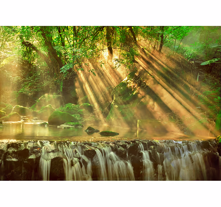 Estore de rolo para sala cachoeira pequena na floresta - TenStickers