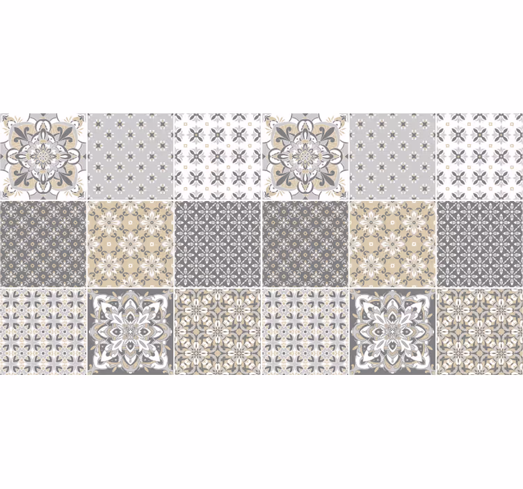Estore de rolo bege com efeito de azulejo marroquino - TenStickers