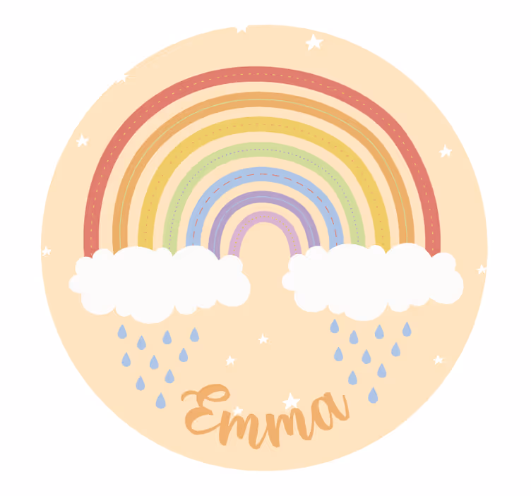 Estore de rolo bege arco-íris em aquarela com nome - TenStickers