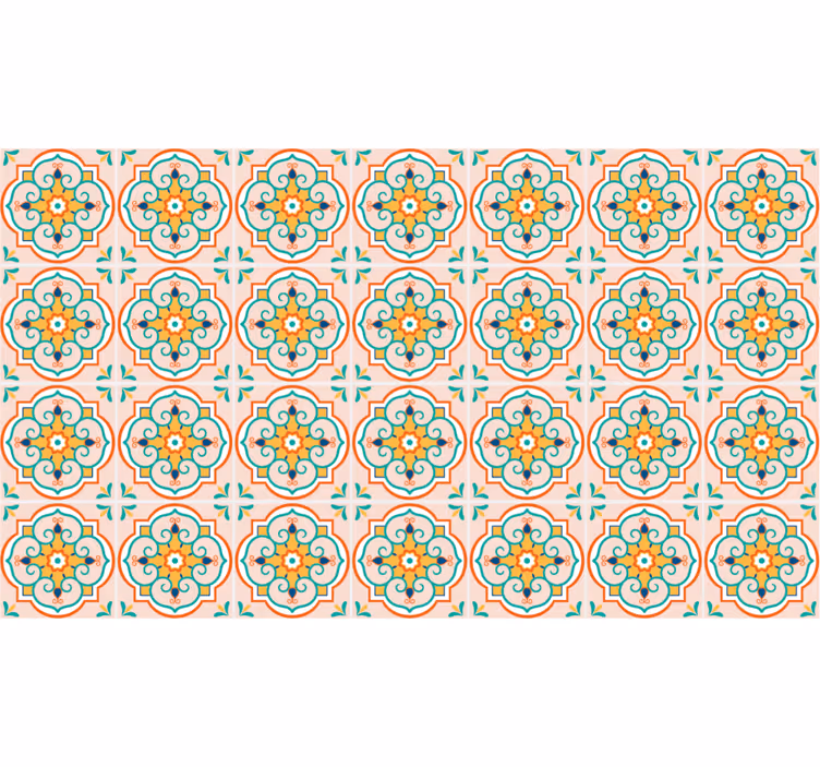 Estore de rolo bege com design quadrado colorido - TenStickers