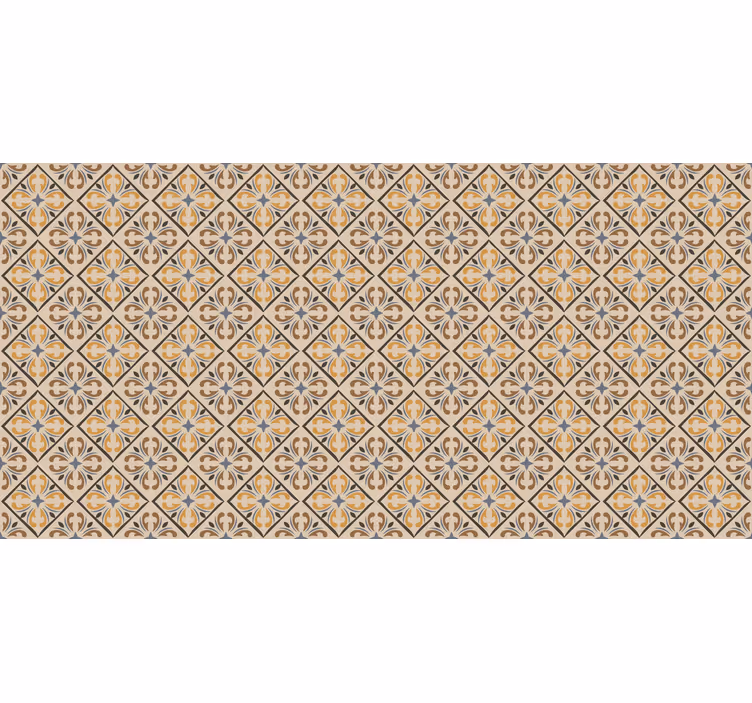 Estore de rolo bege padrão barroco dourado e azul - TenStickers