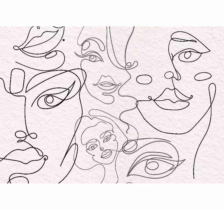 Estore de rolo branco arte de rostos minimalistas - TenStickers