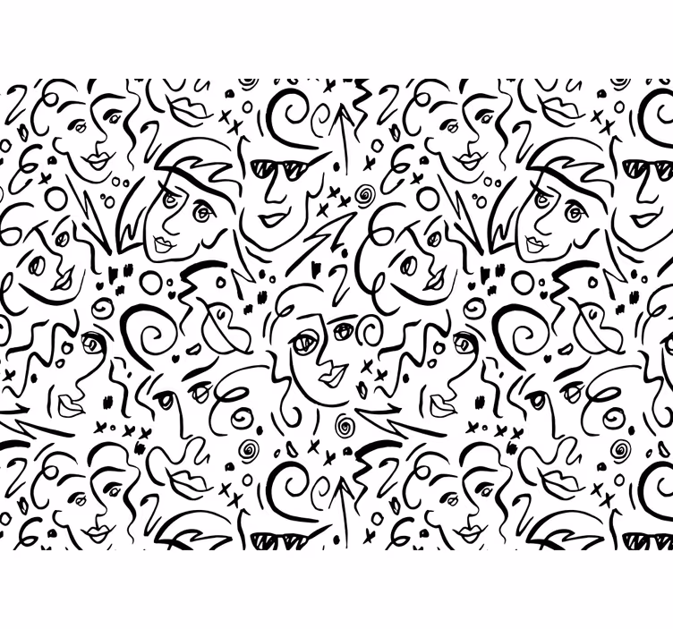 Estore de rolo branco arte de graffiti preto e branco - TenStickers