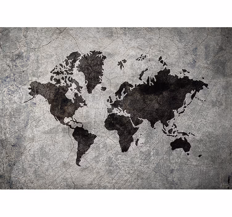 Estore de rolo cinzento mapa-múndi temático industrial - TenStickers