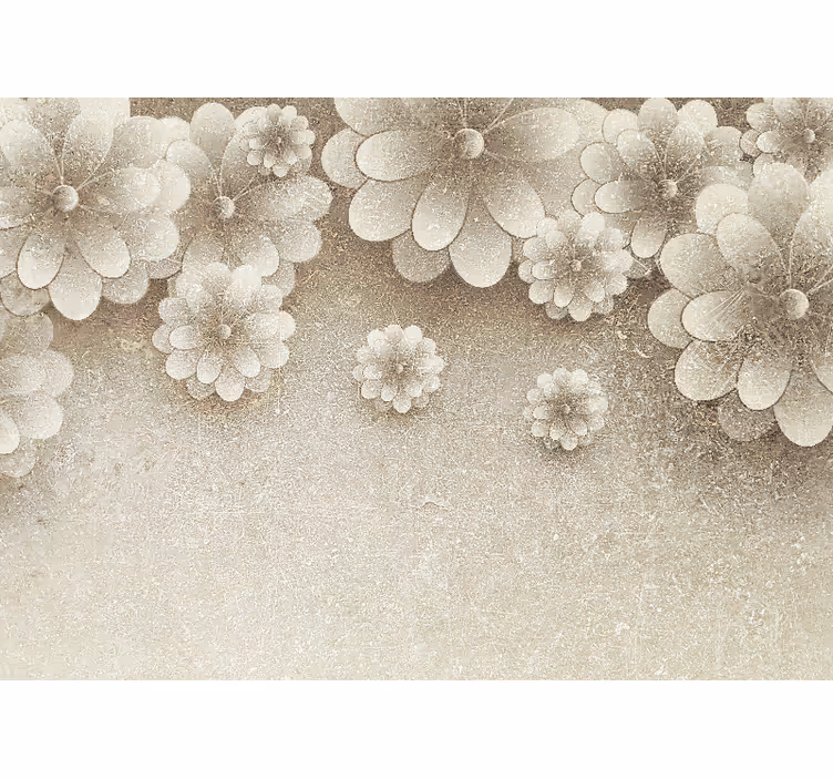 Estore de rolo bege efeito flores 3d cinza - TenStickers