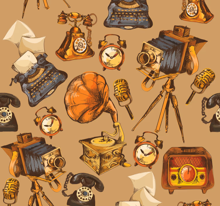 Estore de rolo vintage colagem de objetos vintage - TenStickers