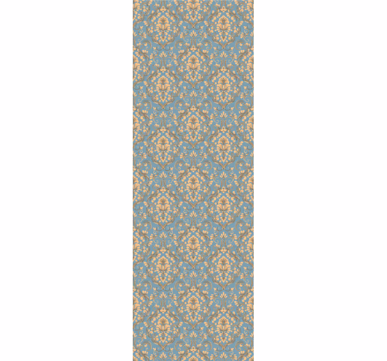 Estore de rolo vintage padrão folhas turquesa e ouro - TenStickers