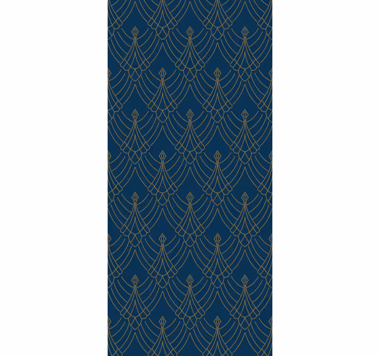 Estore de rolo vintage estilo decorativo azul e dourado - TenStickers