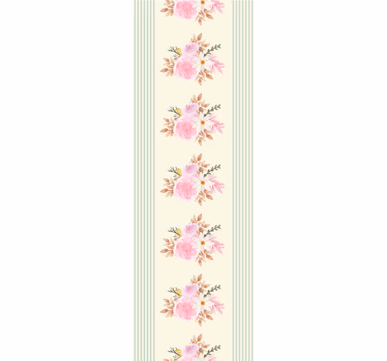 Estore de rolo vintage padrão floral listrado francês - TenStickers