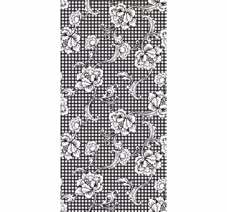 Estore de rolo vintage padrão xadrez preto e branco - TenStickers