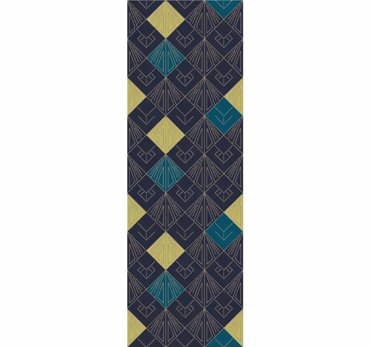 Estore de rolo vintage padrão art déco cinza e azul claro - TenStickers