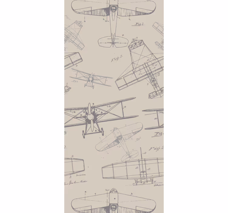Estore de rolo vintage padrão de aviões vintage - TenStickers