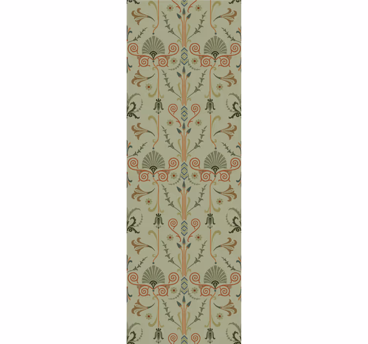 Estore de rolo vintage padrão clássico verde com flores - TenStickers