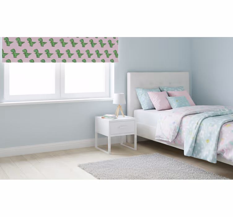 Estore de rolo rosa dinossauros pequenos em fundo rosa - TenStickers