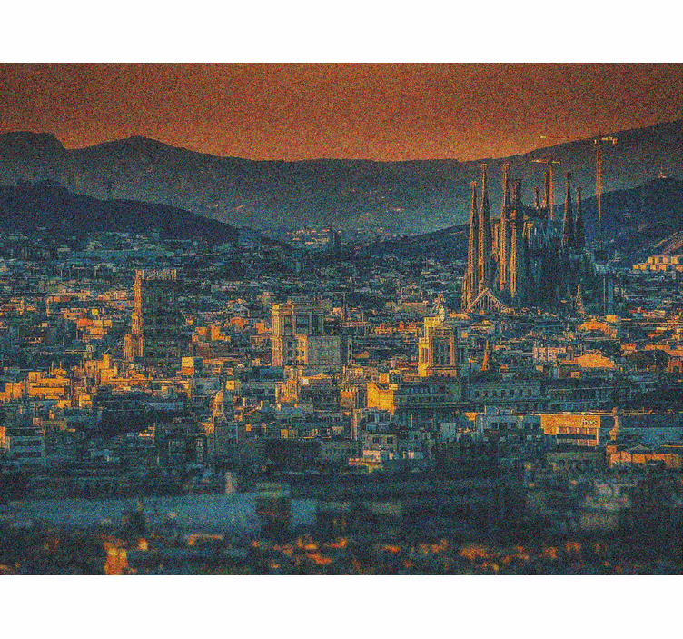 Estore de rolo para sala barcelona à noite do ar - TenStickers