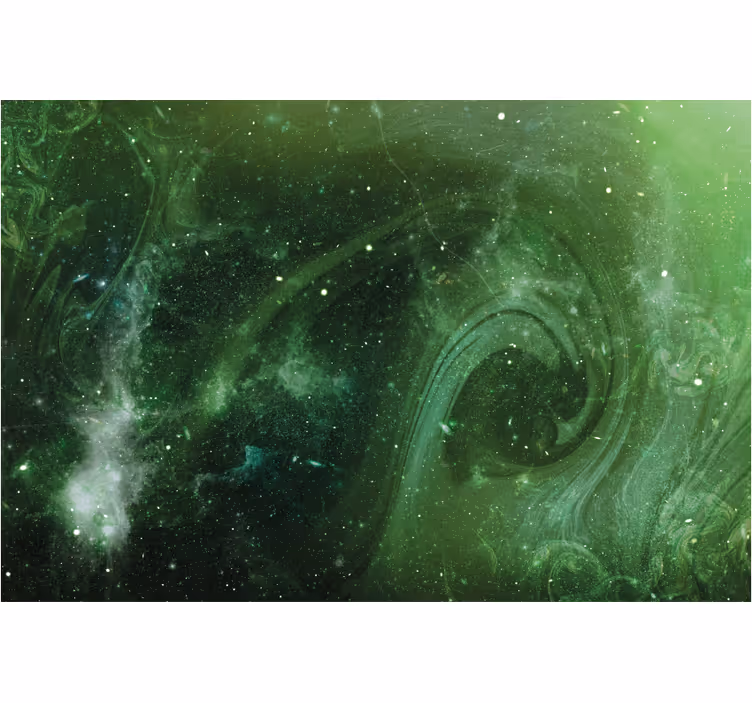 Estore de rolo para sala com vista espacial em verde - TenStickers
