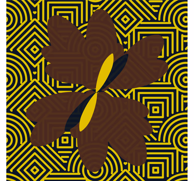 Estore de rolo para sala design artístico amarelo e marrom - TenStickers