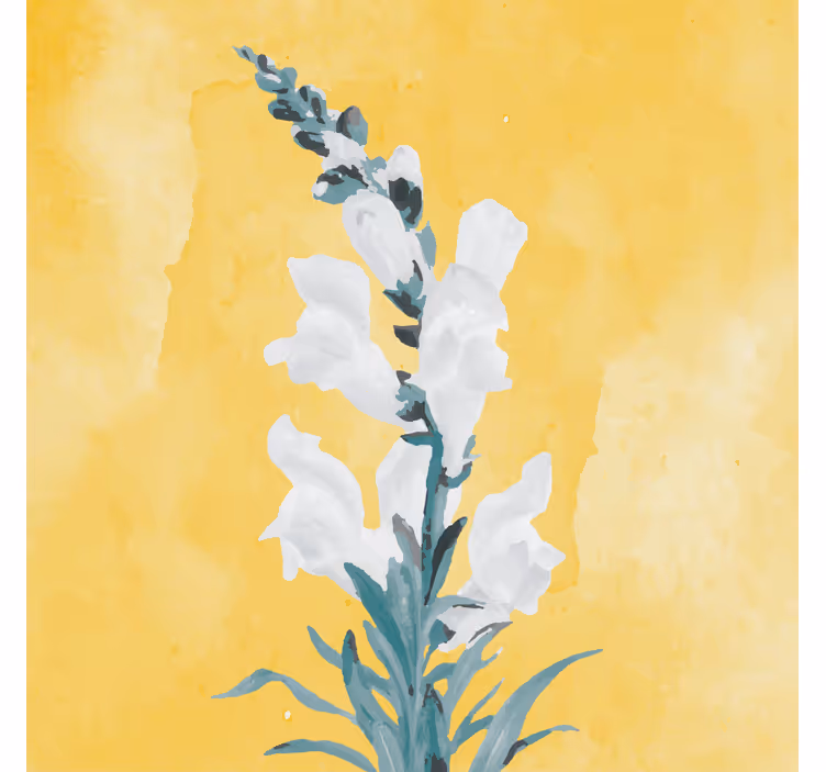 Estore de rolo para sala flores brancas fundo amarelo - TenStickers
