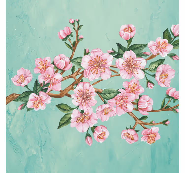 Estore de rolo para sala galho artístico com flores rosas - TenStickers