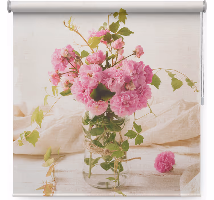 Estore de rolo para sala pintura de rosas murchas em vaso - TenStickers
