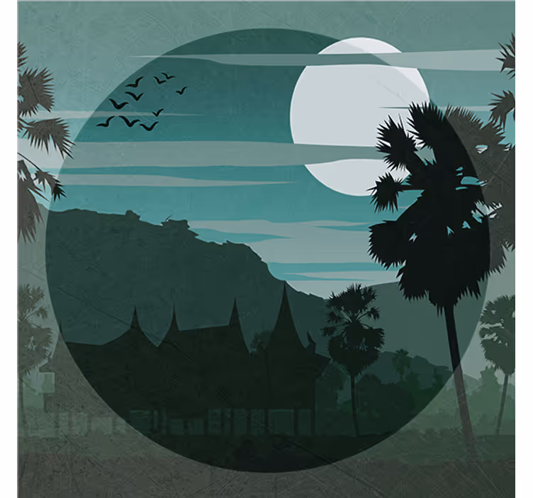 Estore de rolo para sala com vista paisagística oriental - TenStickers