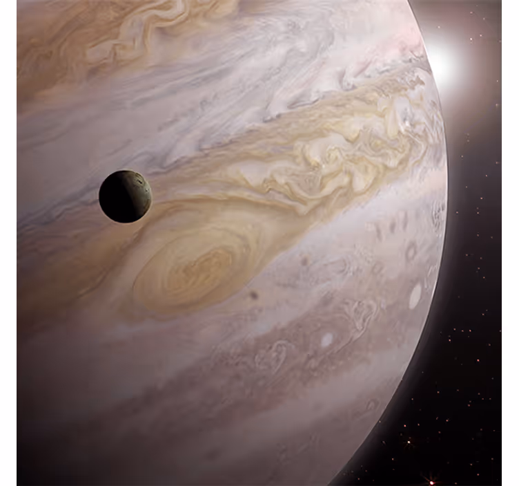 Estore de rolo para sala design espacial dois planetas bege - TenStickers