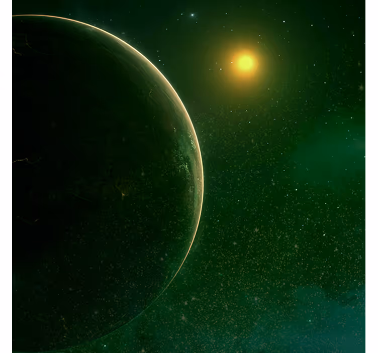 Estore de rolo para sala design espacial planeta verde - TenStickers