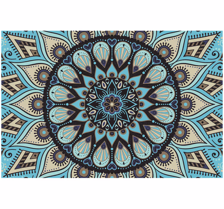 Estore de rolo quarto mandala étnica preta e azul - TenStickers