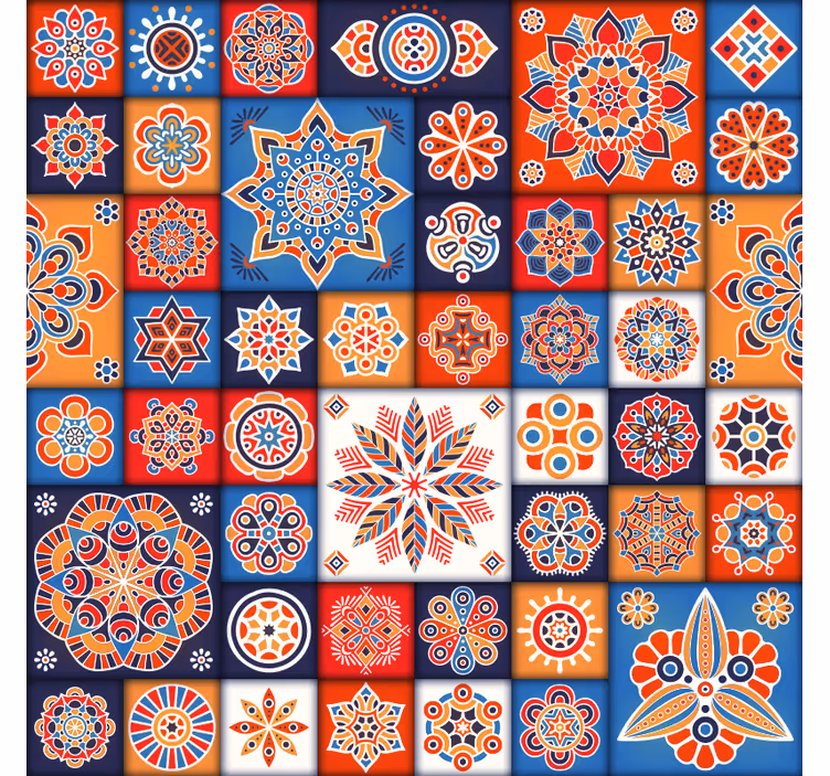 Estore de rolo quarto com azulejos mosaico coloridos - TenStickers