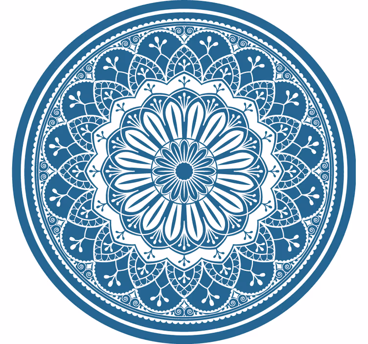 Estore de rolo quarto com grande mandala em círculo azul - TenStickers