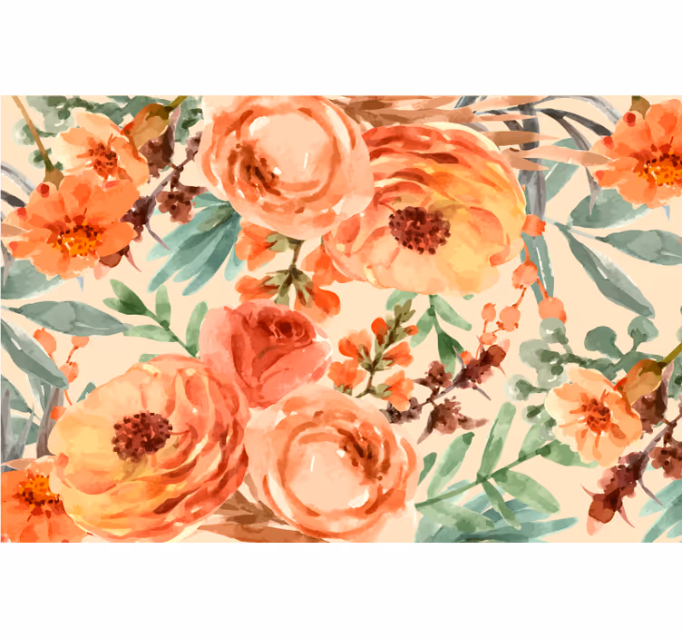 Estore de rolo quarto flores em aquarela de peônia - TenStickers