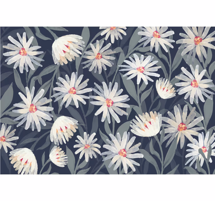 Estore de rolo quarto flores margaridas fundo azul - TenStickers
