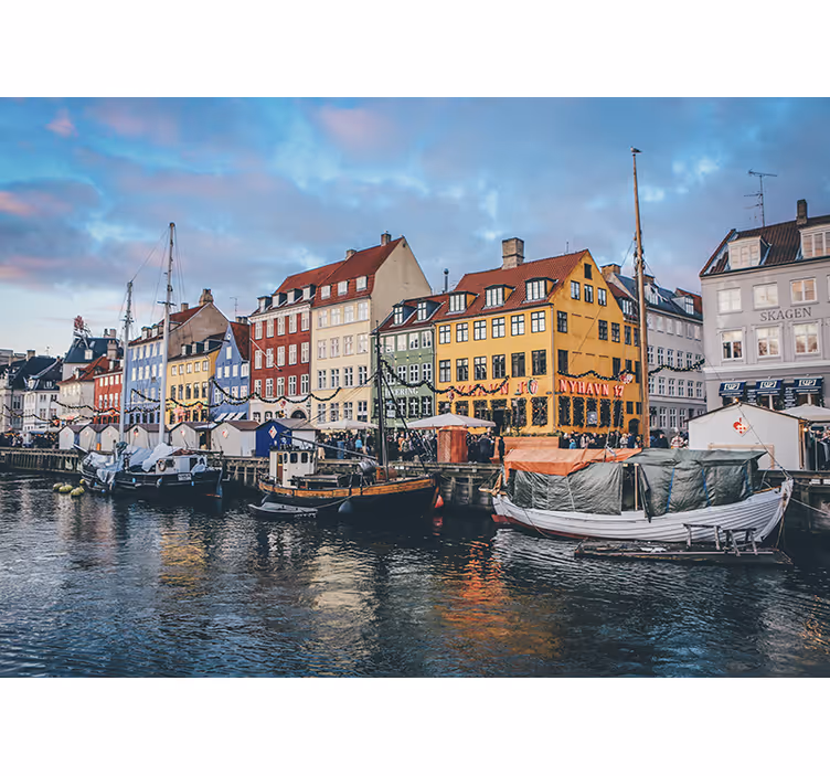 Estore de rolo quarto casas de copenhague com barcos - TenStickers