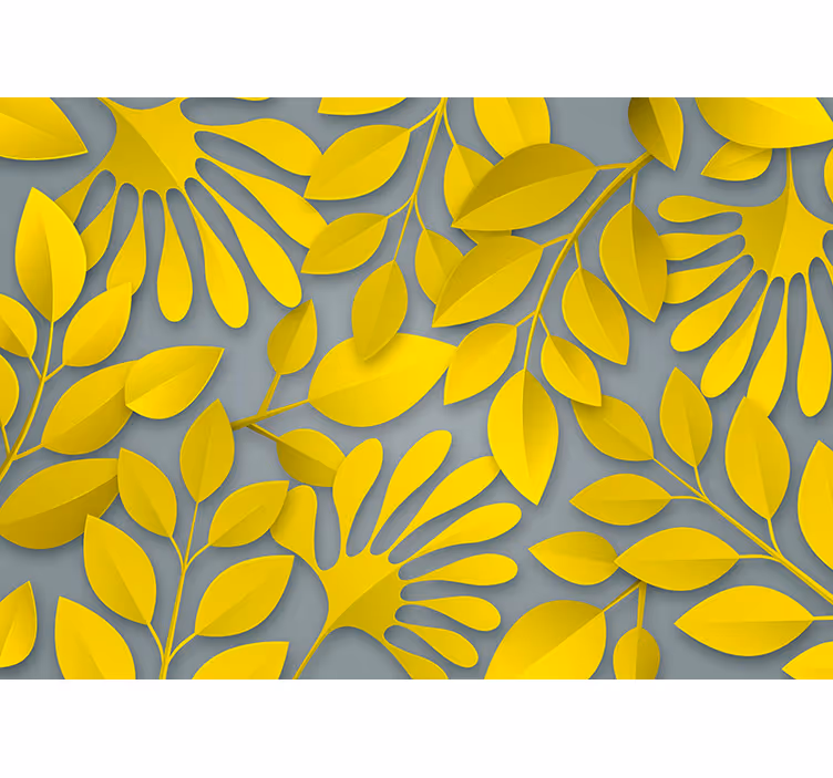 Estore de rolo quarto folhas cinzas e amarelas - TenStickers