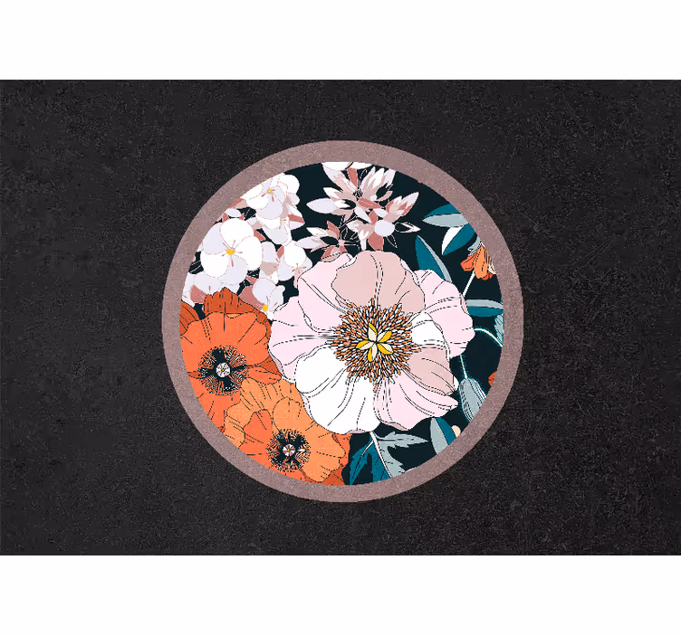 Estore de rolo quarto flores de cachorro em círculo - TenStickers