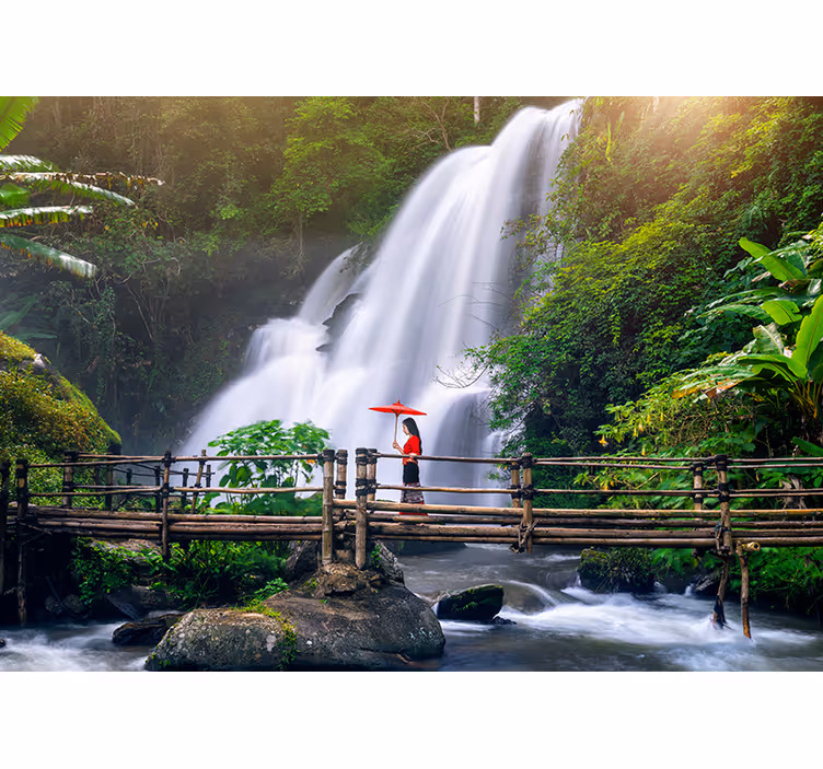Estore de rolo quarto caminho de madeira em lago tranquilo - TenStickers