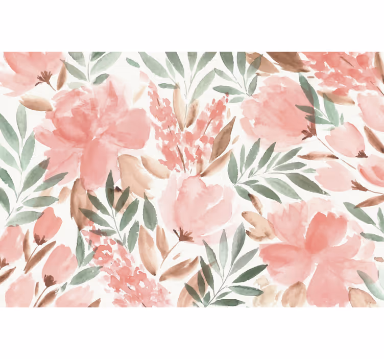 Estore de rolo quarto papel de parede floral panorâmico - TenStickers