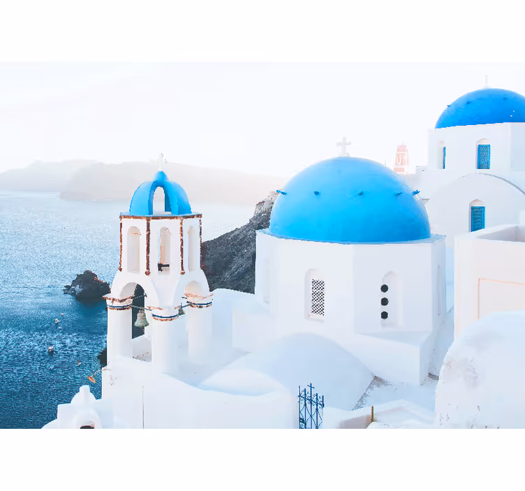 Estore de rolo quarto casas brancas e azuis de santorini - TenStickers