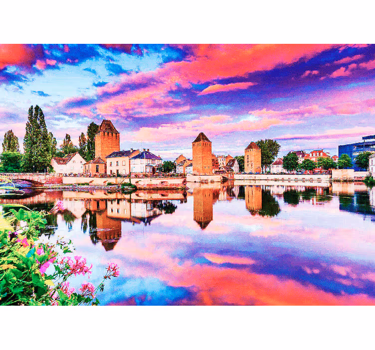 Estore de rolo quarto céu rosa refletido na água - TenStickers