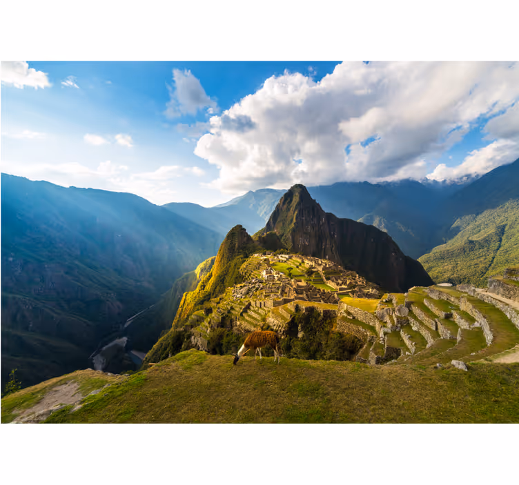 Estore de rolo quarto com vistas de machu picchu brilhantes - TenStickers