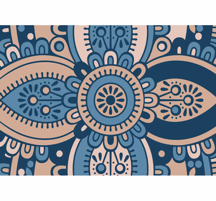 Estore de rolo quarto mandala floral azul - TenStickers