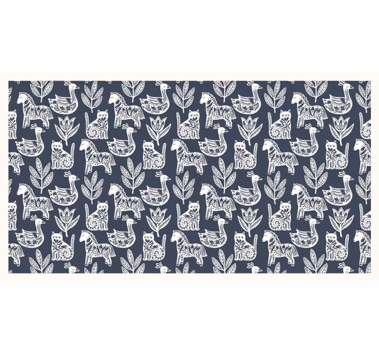 Estore de rolo cinzento com padrão de cavalos folclóricos - TenStickers