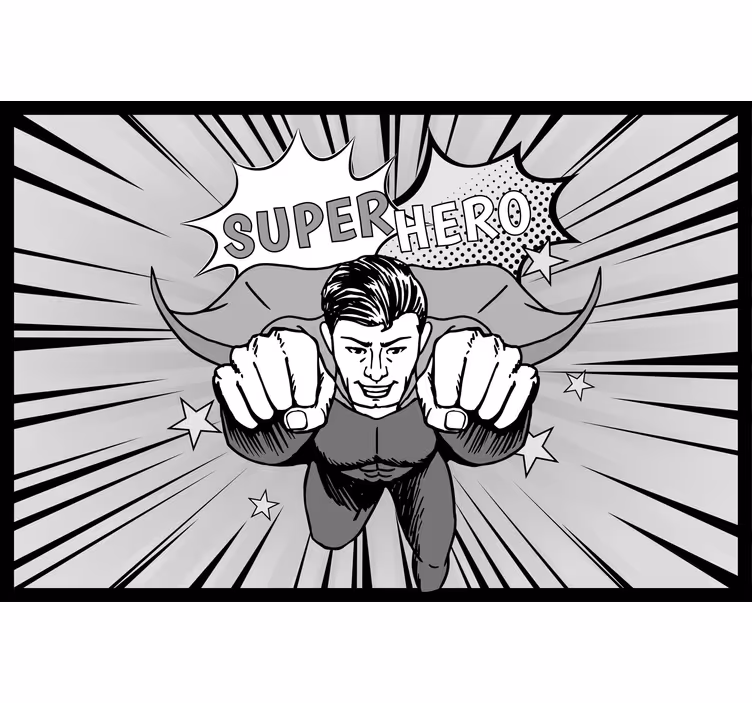 Estore de rolo cinzento com design de super-herói fantástico - TenStickers