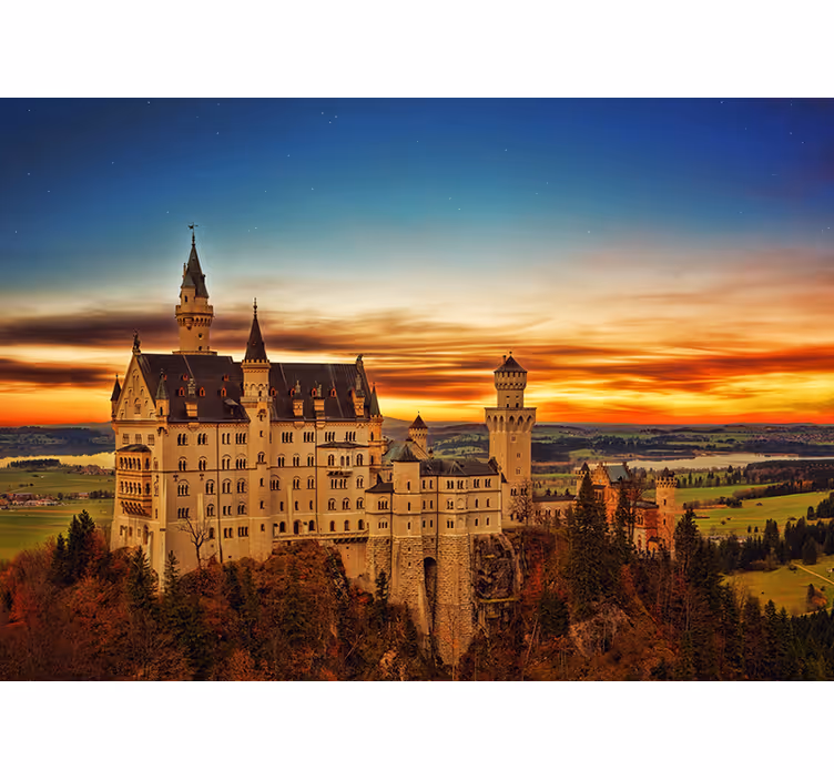 Estore de rolo quarto castelo em um campo pela manhã - TenStickers