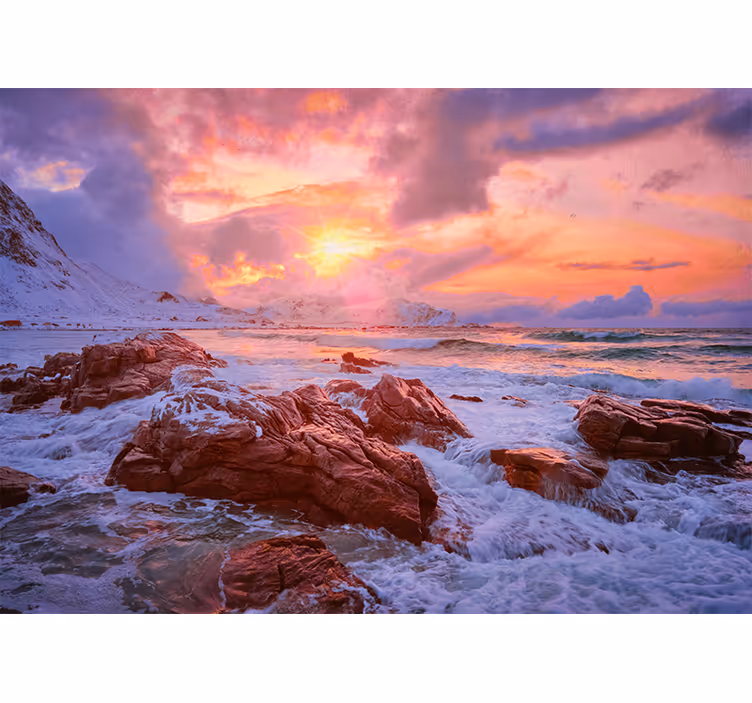 Estore de rolo quarto pôr do sol na costa norueguesa - TenStickers
