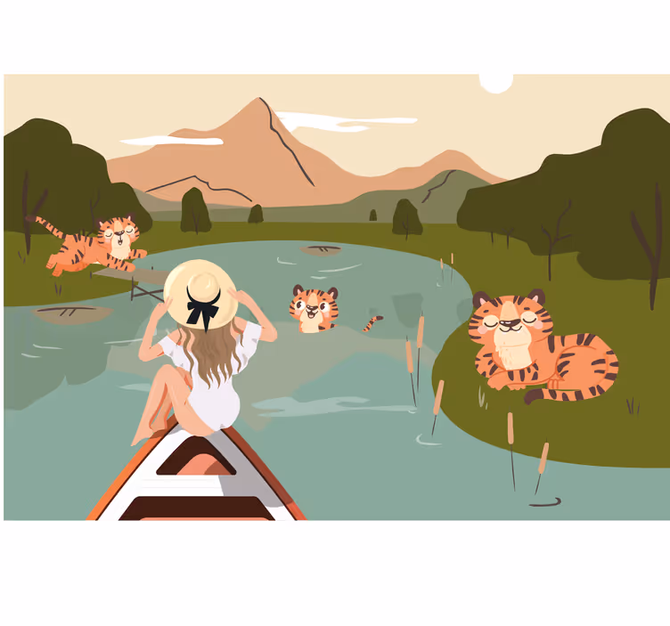 Estore de rolo quarto menina e tigres animais da selva - TenStickers