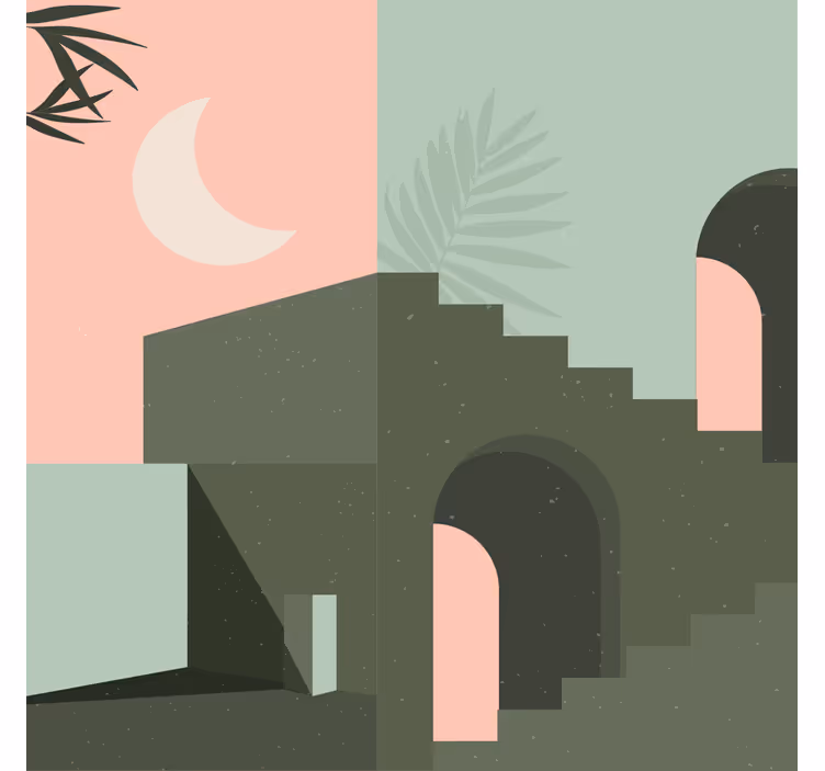 Estore de rolo para sala formas de arte rosa e turquesa - TenStickers