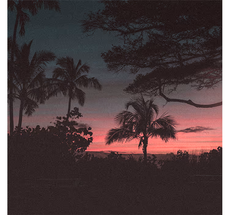 Estore de rolo para sala Árvores pôr do sol rosa - TenStickers