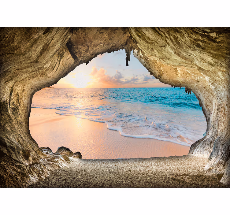 Estore de rolo para sala vista do oceano 3d - TenStickers