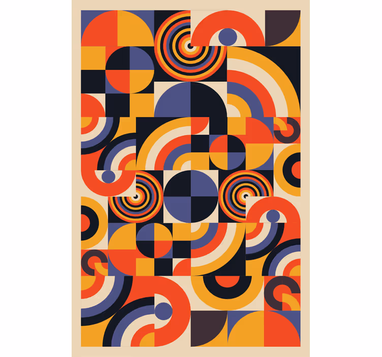 Estore de rolo para sala círculos bauhaus coloridos - TenStickers